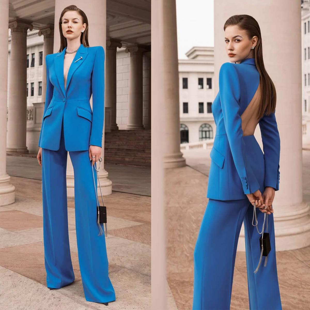 Women Formal Wear For Graduation - Seksowne damskie marynarki z odkrytymi plecami,