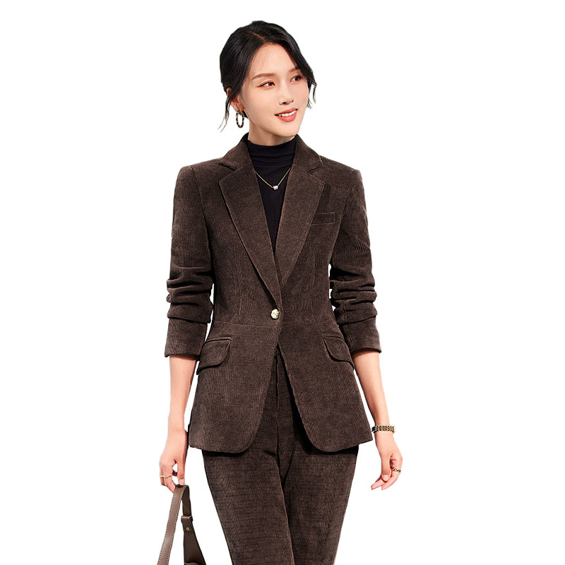 Women Formal Wear Shirts - 2024 Jesienny nowy sztruksowy elegancki garnitur