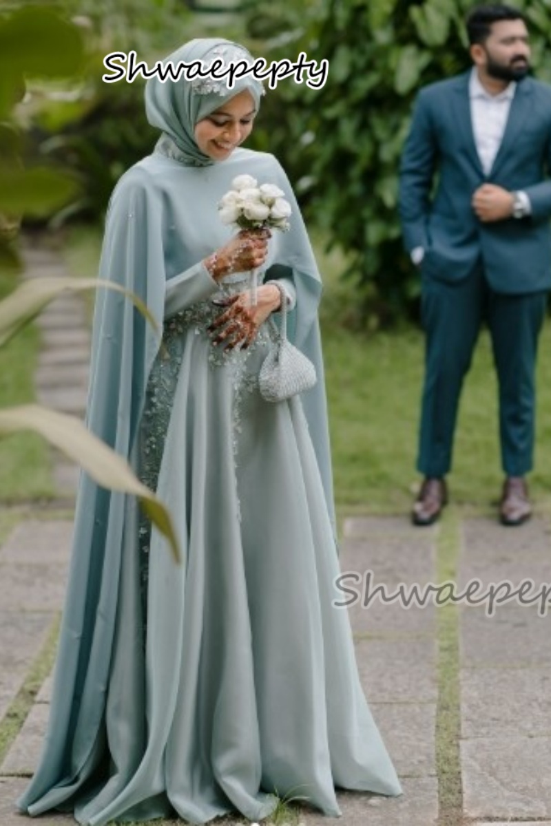 Women Formal Wear Hijab - Elegancka muzułmańska suknia wieczorowa z peleryną