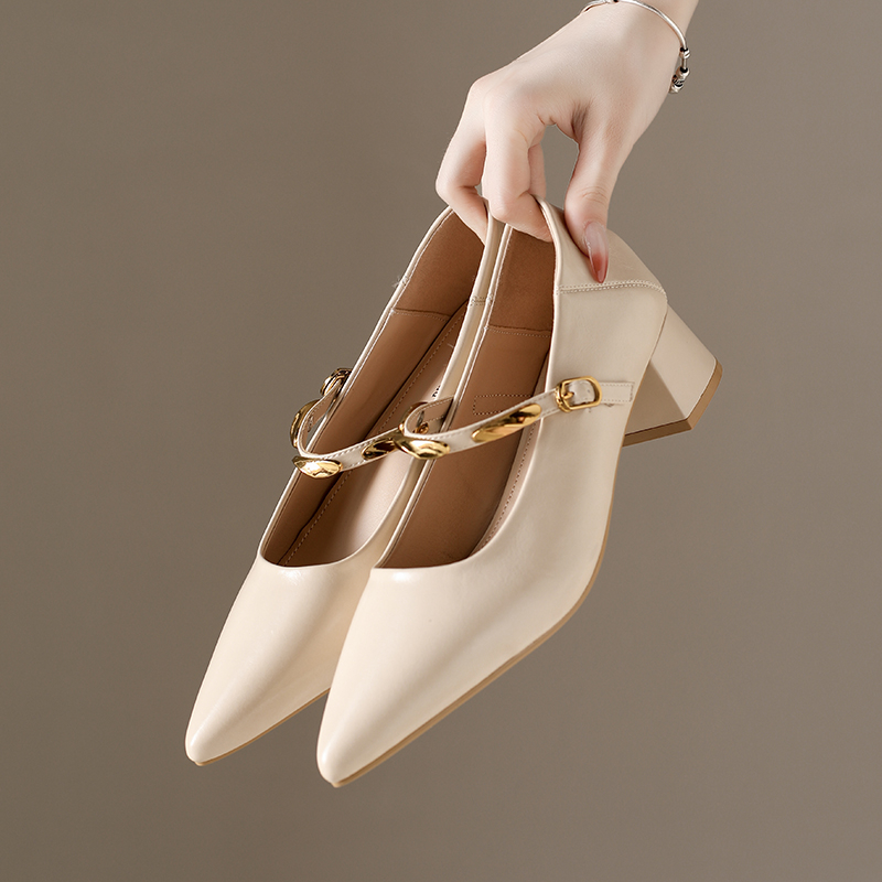 Pump Heel Block - Nowe Modne Damskie Czółenka Mary Jane