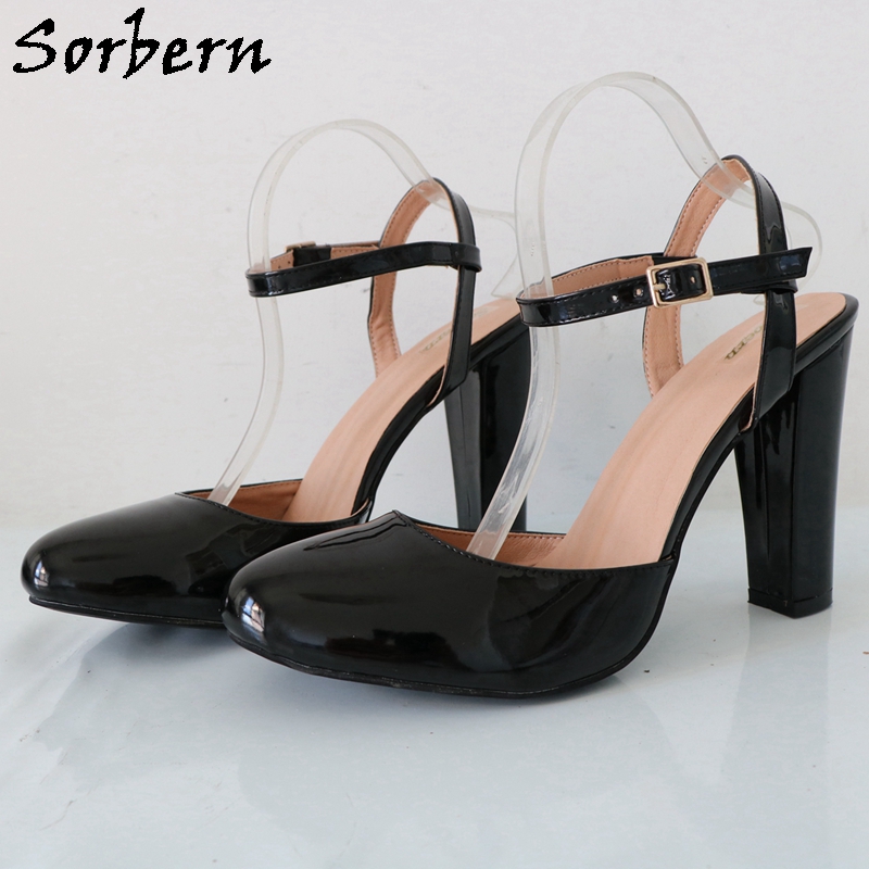 Pump Heel Block - Sorbern Black Shiny Block High Heel