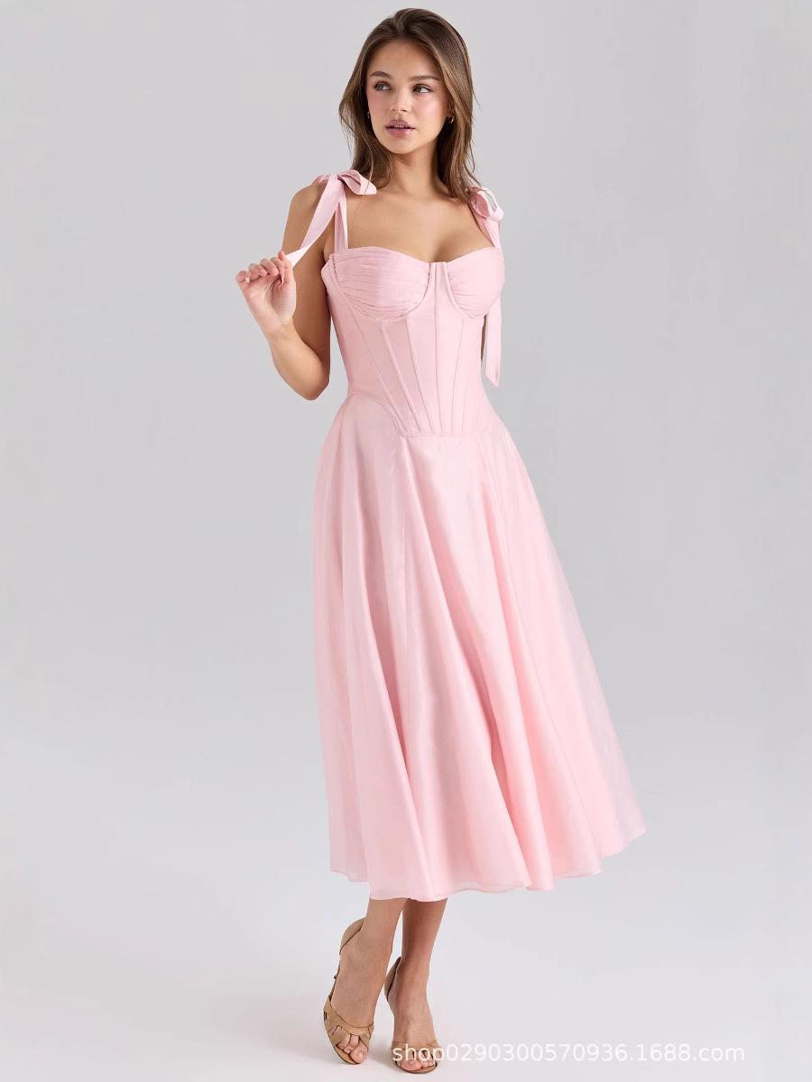 Women'S Holiday Formal Wear - Seksowna Różowa Sukienka Balowa Damska Bez