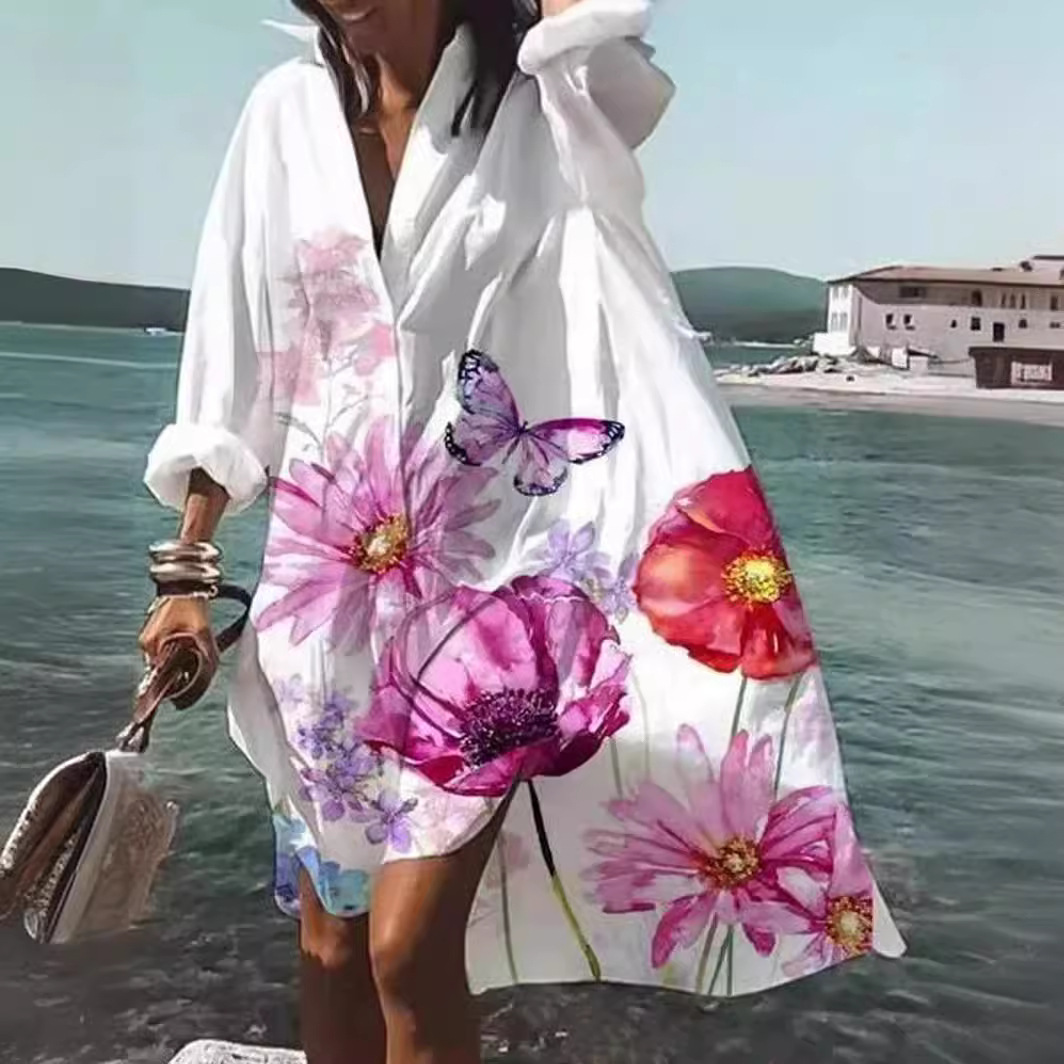 Women Formal Office Wear Tops - 2025 plus size luźna sukienka koszulowa