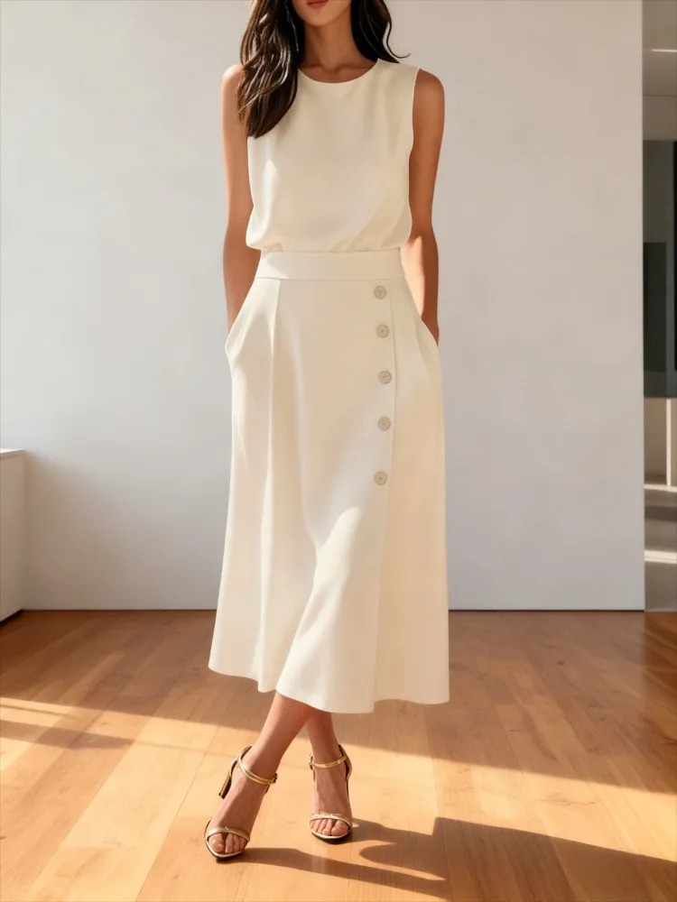 Women Formal Office Wear Tops - Sukienki damskie 2026, białe, z wysokim