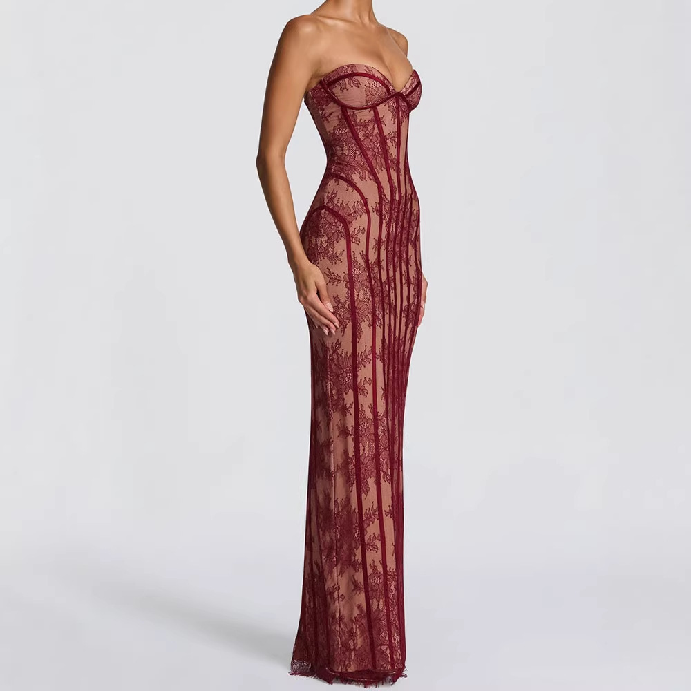 Formal Wear Women Us - Sukienka maxi bez ramiączek, obcisła, w