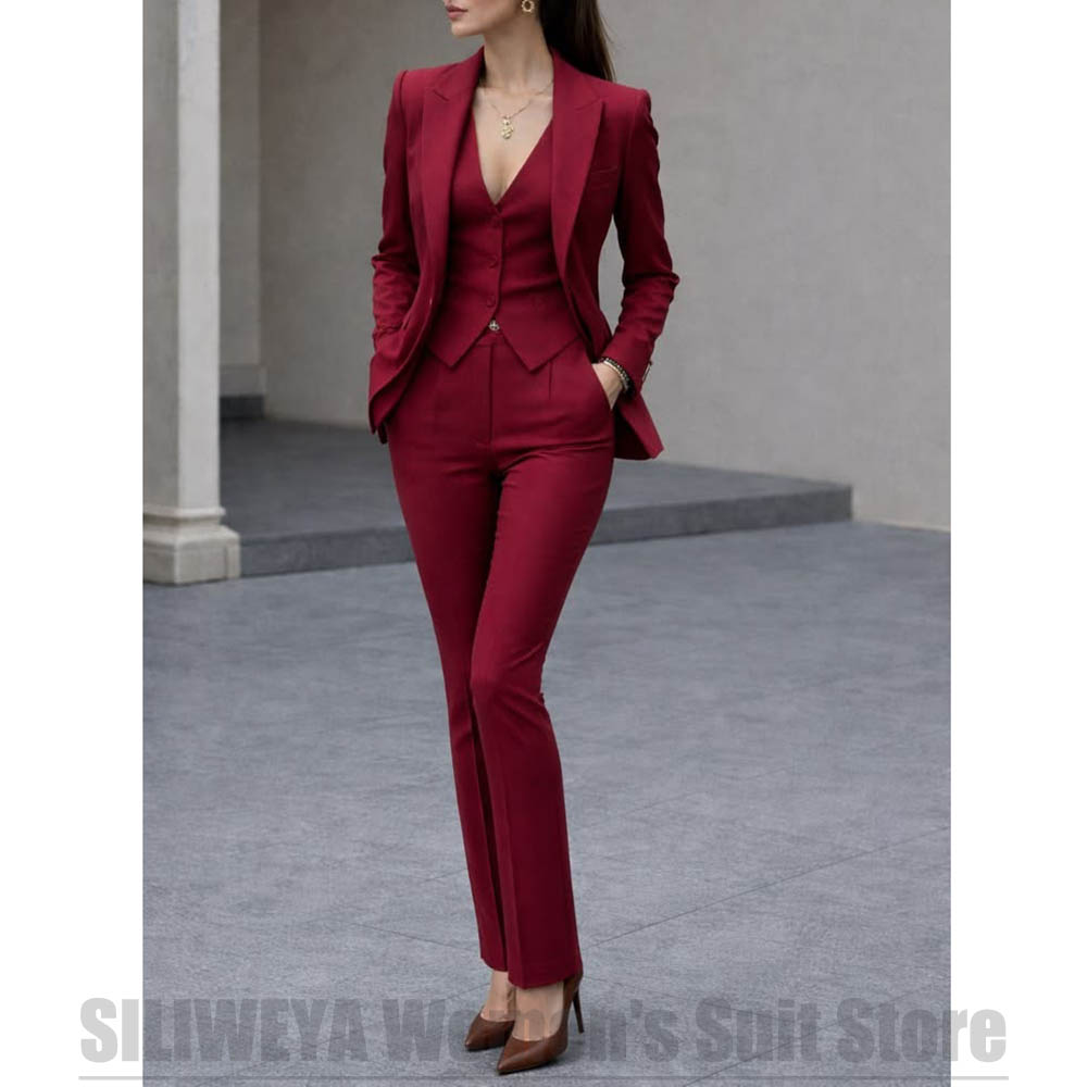 Women Formal Wear Shirts - Damski 3-częściowy garnitur: marynarka, kamizelka, spodnie.