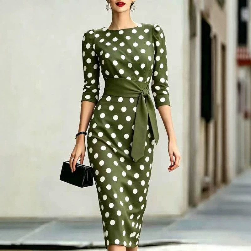 Elegancka damska sukienka midi – Women Formal Office Wear Tops recenzja i cena