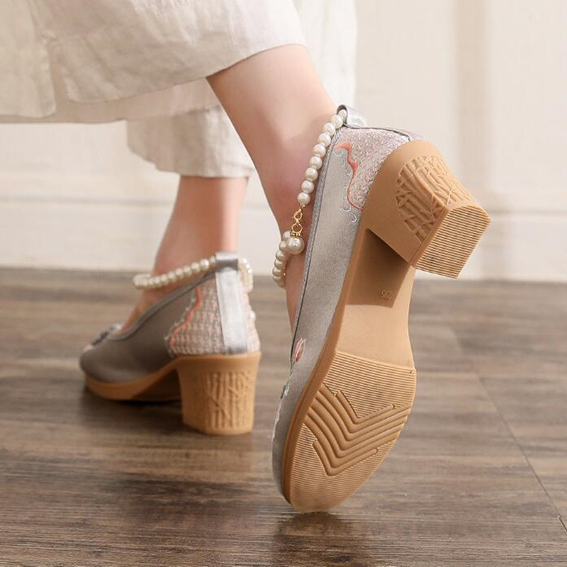 Kobiety Vintage Pearls Ankle S – Pump Heel Block recenzja i cena