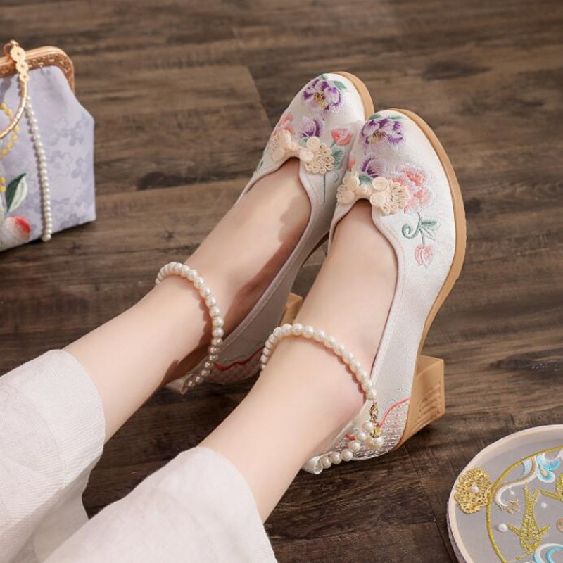 Kobiety Vintage Pearls Ankle S – Pump Heel Block recenzja i cena