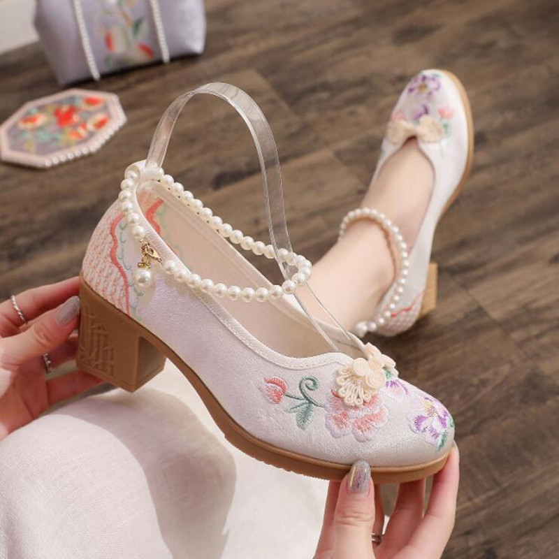 Kobiety Vintage Pearls Ankle S – Pump Heel Block recenzja i cena