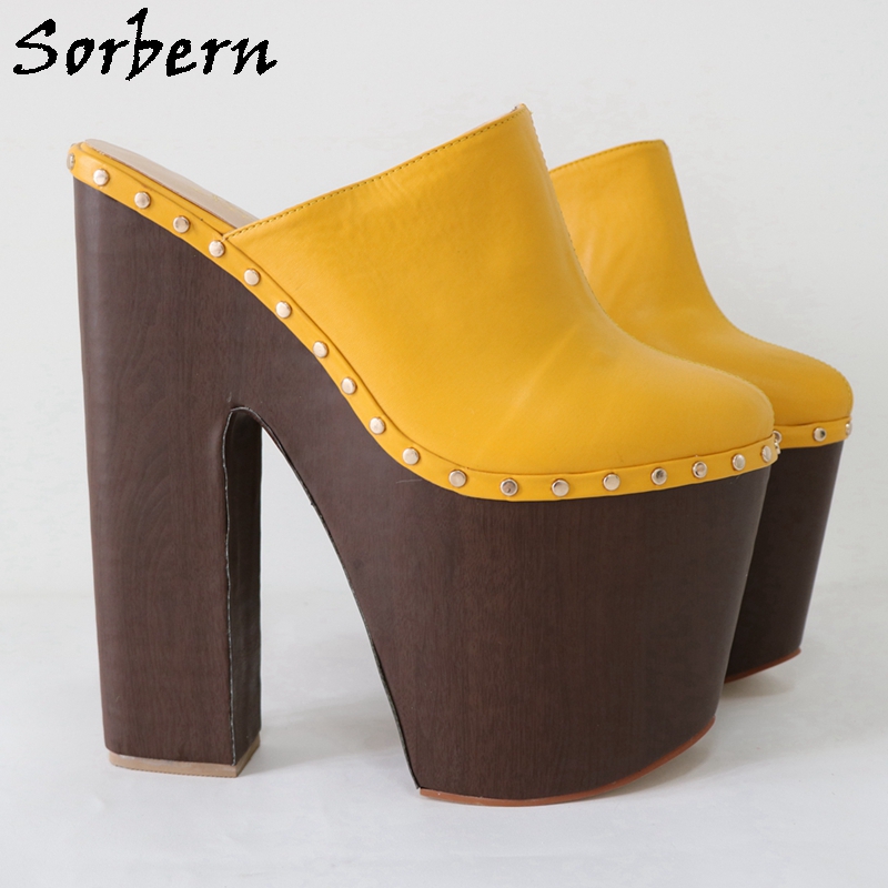 Sorbern brązowo-żółty buty Pum – Pump Heel Block recenzja i cena