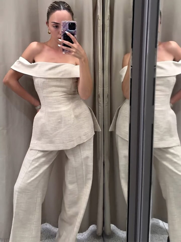 Damski komplet: luźne spodnie  – Women'S Formal Wear Pants recenzja i cena